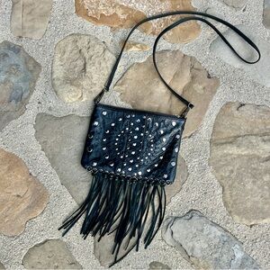 Rebecca Minkoff Black Studded Fringe Crossbody Bag